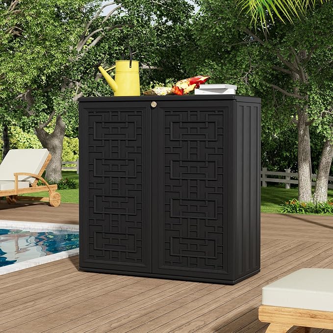 ZZM HDPE Outdoor Storage Shed, Outdoor Plastic Storage Cabinet, Horizontal - Image 6
