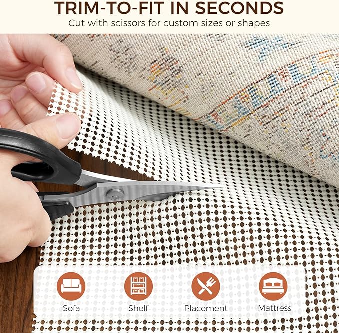 BAGAIL BASICS 4 x 6 FT Rug Pad Gripper for Hardwood Floors, Non Slip Rug Pads for Area Rugs, Extra Thick Under Rug Padding, Protect Your Rugs & Floors