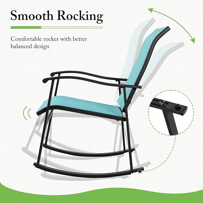 Shintenchi 3 Piece Rocking Bistro Set, Outdoor Furniture - Image 3