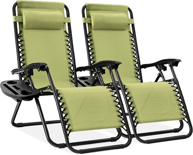 Best Choice Products Set of 2 Adjustable Steel Mesh Zero Gravity Lounge Chair by Unknown