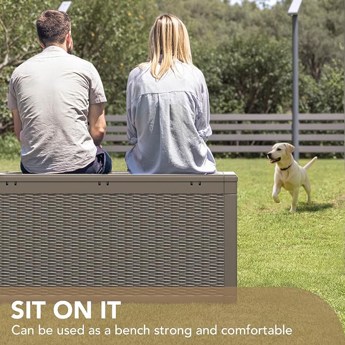 Devoko 100 Gallon Waterproof Resin Deck Box, Large Outdoor Storage Box | Indoor - Image 3