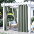 NICETOWN 2 Panels Sage Green Blackout Outdoor Curtains by NICETOWN