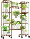 GENTINGBRO Plant Stand with Wheels Outdoor Indoor Hanging Plant Shelf by Gentingbro