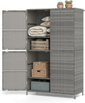 Tangkula Rattan Outdoor Storage Cabinet, Patiojoy Outdoor Cabinet by TANGKULA