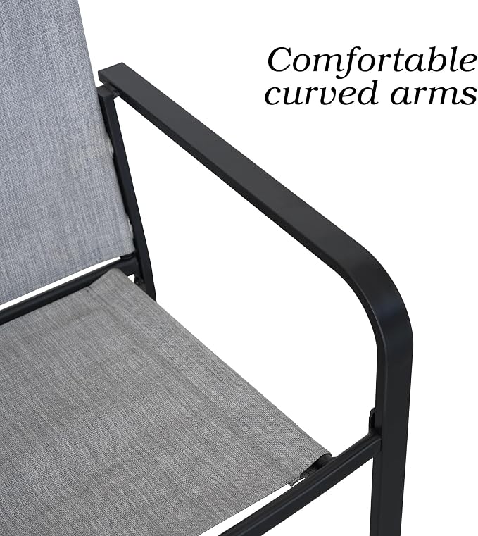 Anmutig Stackable Outdoor Dining Chairs Set of 4, Textilene Fabric, Breathable - Image 5