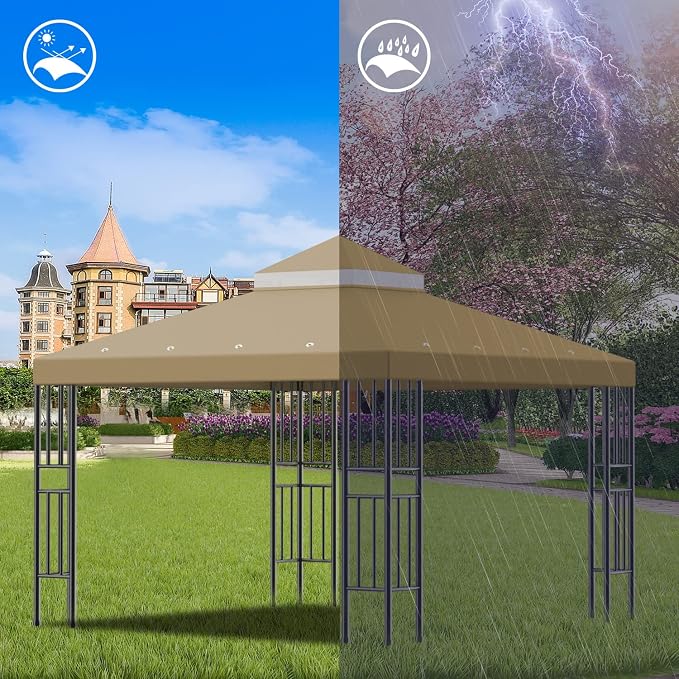 Sumfaller 10x10 FT Gazebo Replacement Canopy Top Cover | Double Tiered Canopy - Image 4