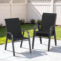Outdoor Patio Chairs Set of 4 Stackable Dining Chairs All-Weather Textilene by CHINNLUU