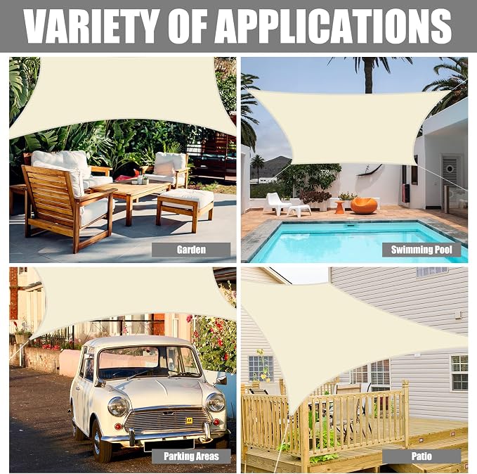 Neween Waterproof Sun Shade Sail Square UV Block Canopy - Image 6