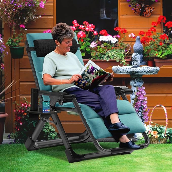 MOPHOTO Zero Gravity Chair, Outdoor Padded Lounge Chair - Image 2