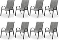 Patio Dining Chairs Set of 8, Outdoor High Stacking Chairs，Breathable Seat by VonzoyHome