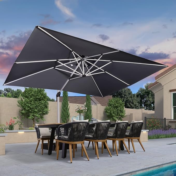 PURPLE LEAF Cantilever Patio Umbrella 10' X 13' Extra Large, 3-Yr by PURPLELEAF