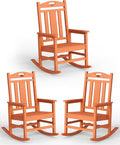 Oversized Outdoor Rocking Chairs Set of 3, 380lbs Heavy-Duty Large Patio Rocker by CIOKEA