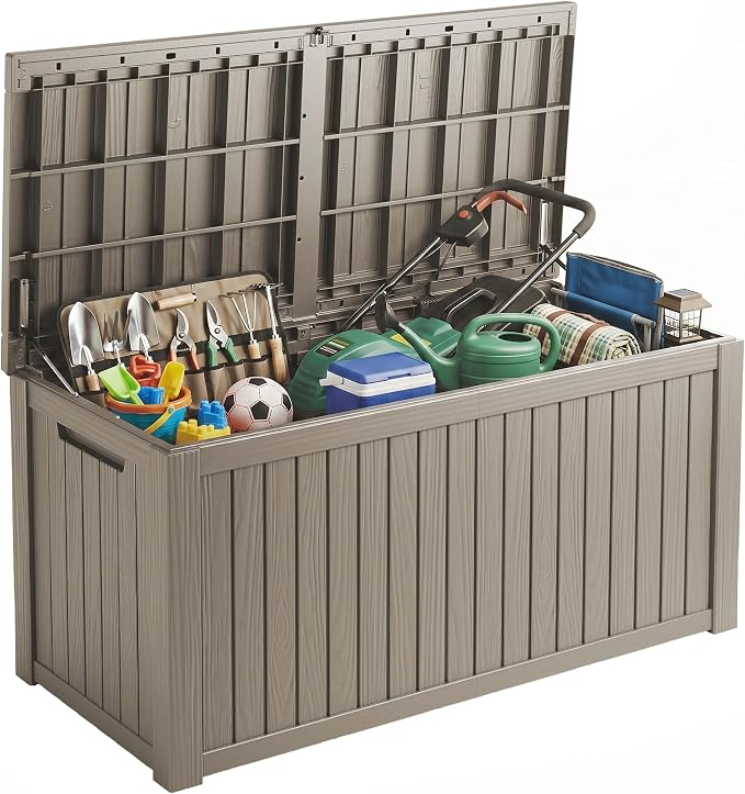 Outdoor Storage Box, 200 Gallon Waterproof Deck Box, Premium Hydraulic Cushion by GraceYourYard