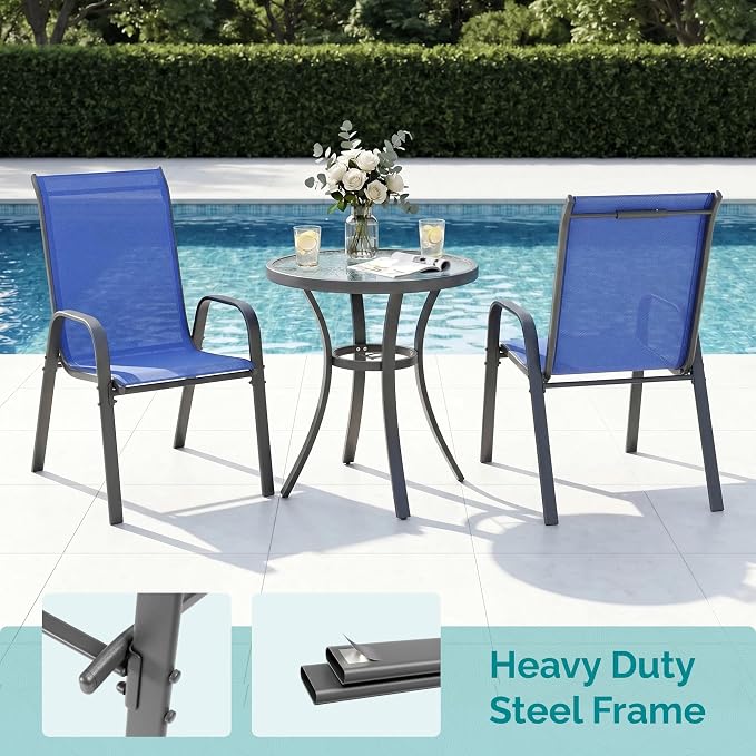 MAMIZO Patio Dining Chairs, Stackable Textilene Chair Set of 4, - Image 5