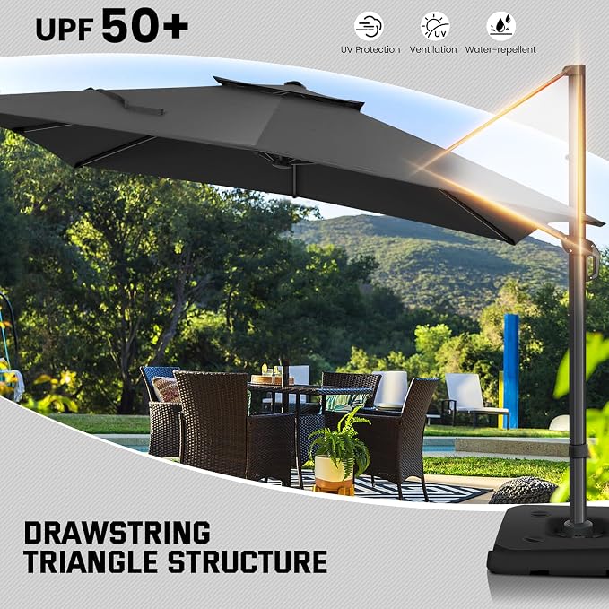 Hoteel Outdoor Patio Umbrella - 10ft Cantilever Umbrella - Image 8