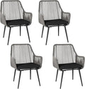Patio Dining Chairs Outdoor Dining Chairs Set of 4, Woven Twisted Wicker Rattan by Olaterior