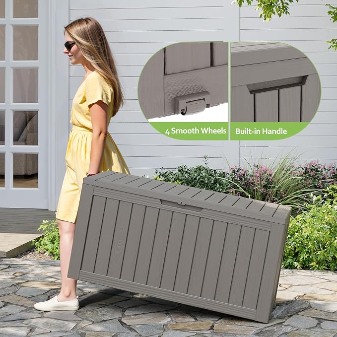Deck Box, 82 Gallon Resin Indoor and Outdoor Storage Box Waterproof - Image 3
