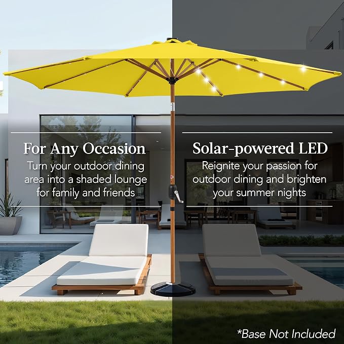 Best Choice Products 10ft Solar Market Patio Umbrella w/Woodgrain Pattern Pole - Image 4