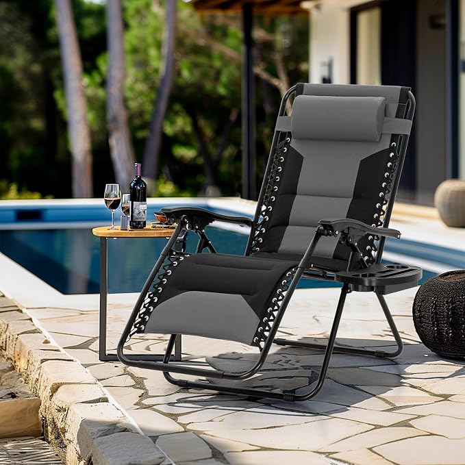 MFSTUDIO Padded Zero Gravity Chair, Cup Holder, 28in Seat, Removable Cup Holder - Image 2