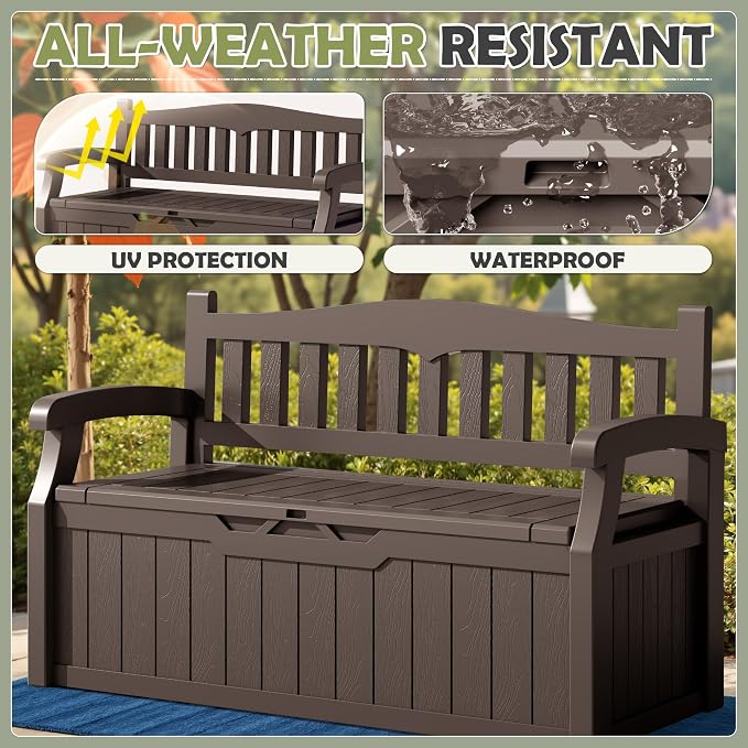 Homall 75 Gallon Outdoor Storage Benches Lockable Deck Box Waterproof | UV - Image 5