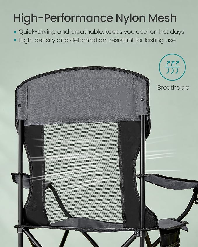 SONGMICS 2 Pack Breathable Camping Chairs, 330 lb Capacity Foldable Outdoor - Image 4