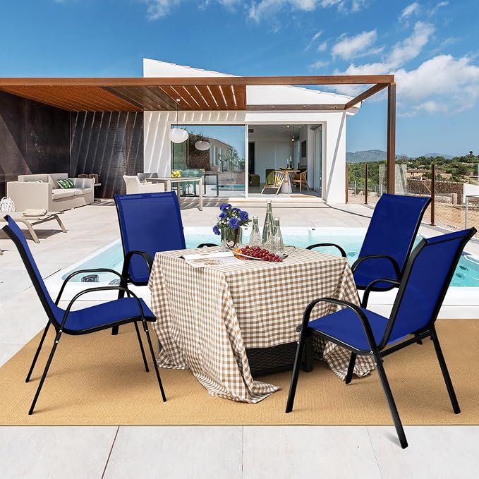 Giantex Patio Chairs Set of 4, Stackable Outdoor Dining Chairs - Image 2