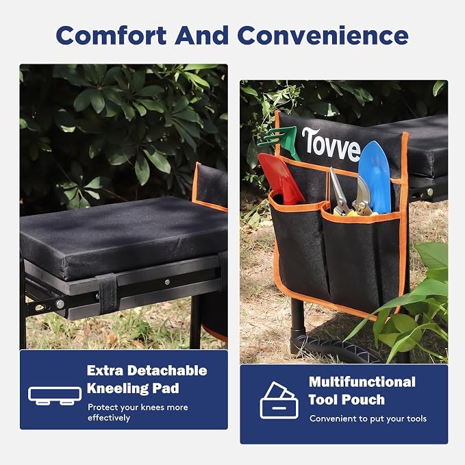 Tovve Foldable Garden Kneeler and Seat, Heavy Duty Garden Stool - Image 7