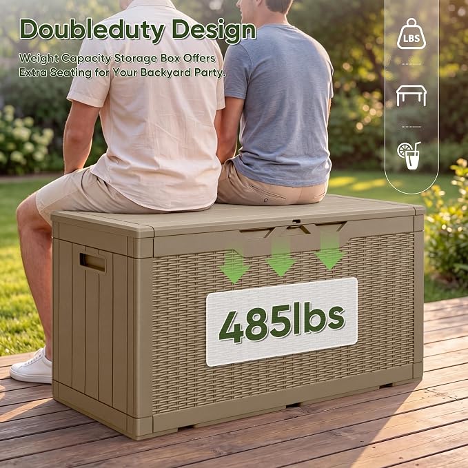 Flamaker Outdoor Storage Box 100 Gallon Waterproof Resin Deck Box | Large - Image 3