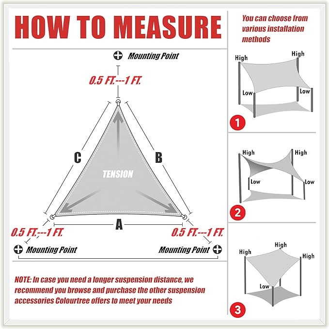 ColourTree 14' x 14' x 14' Beige Sun Shade Sail Triangle CTSLT14 - Image 6