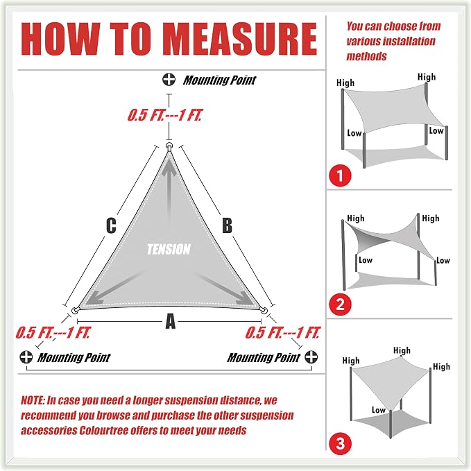 ColourTree 22' x 22' x 22' Beige Sun Shade Sail Triangle CTSLT22 - Image 6