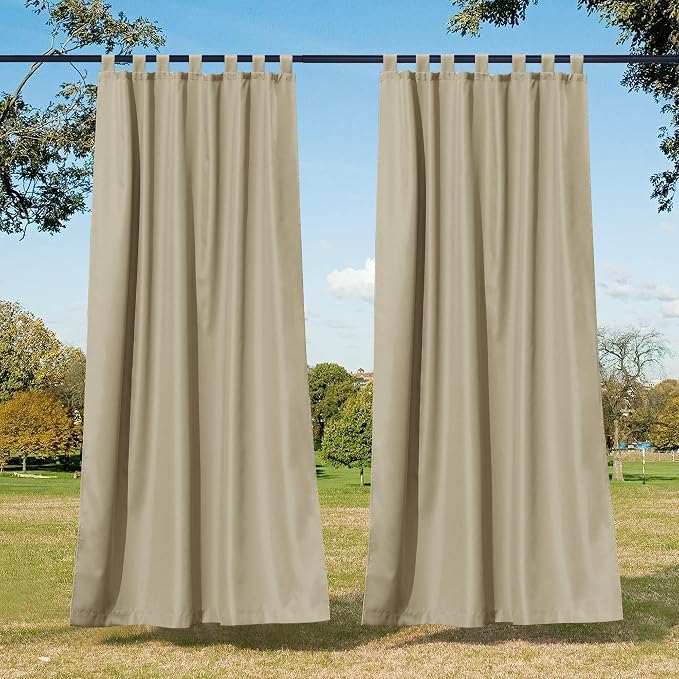 NICETOWN Patio Curtains Outdoor Waterproof 84 inch Long 4 Panels, Tab Top by NICETOWN