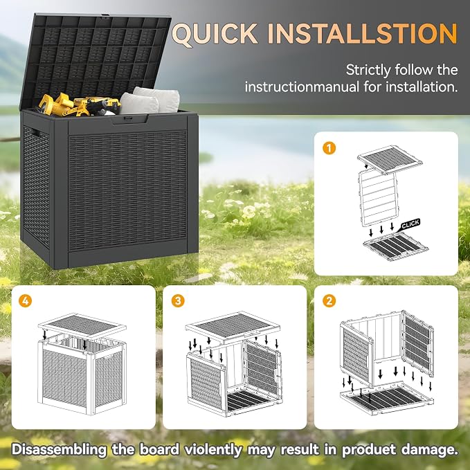 31 Gallon Outdoor Storage Box, Resin Deck Boxes Indoor and outdoor, Waterproof - Image 7
