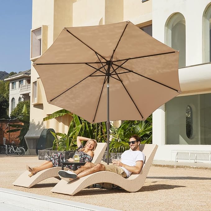 JEAREY 9FT Outdoor Patio Umbrella, Market Umbrella, Tilt & Crank UV Protection - Image 4