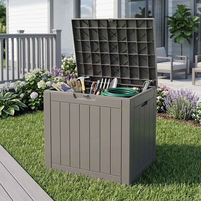 40 Gallon Lockable Outdoor Deck Box, Waterproof Weatherproof Resin Storage - Image 2