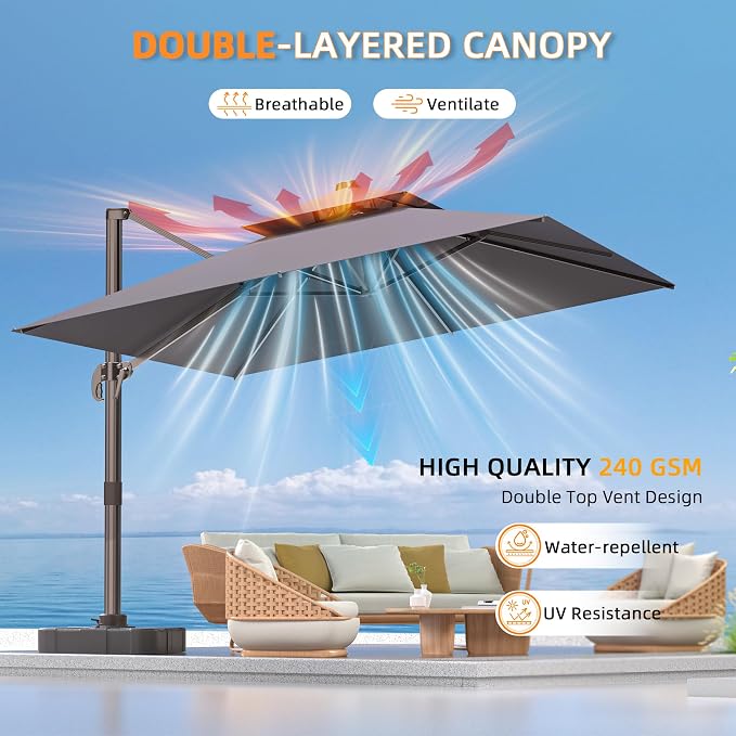9' X 12' Cantilever Outdoor Patio Umbrellas - Image 5