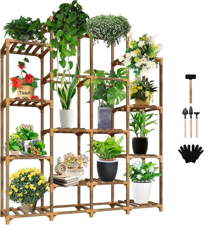 Tall Shelf for Multiple Plants Indoor Outdoor 14 Tiers 16 Pot Holder Large Rack by Uneedem