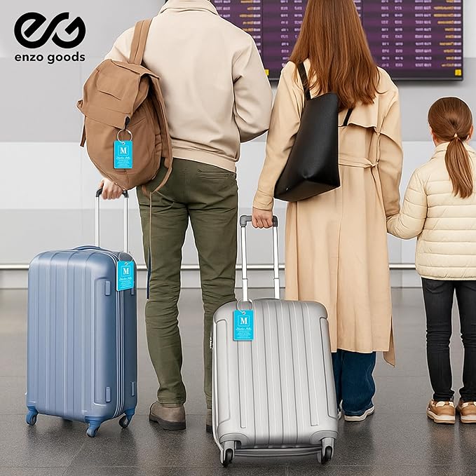 Personalized Luggage Tag | 4 Pack | Custom Luggage Tags for Suitcases | Kids Backpack Tag | 10 Color Options & Choose Font, Font Color