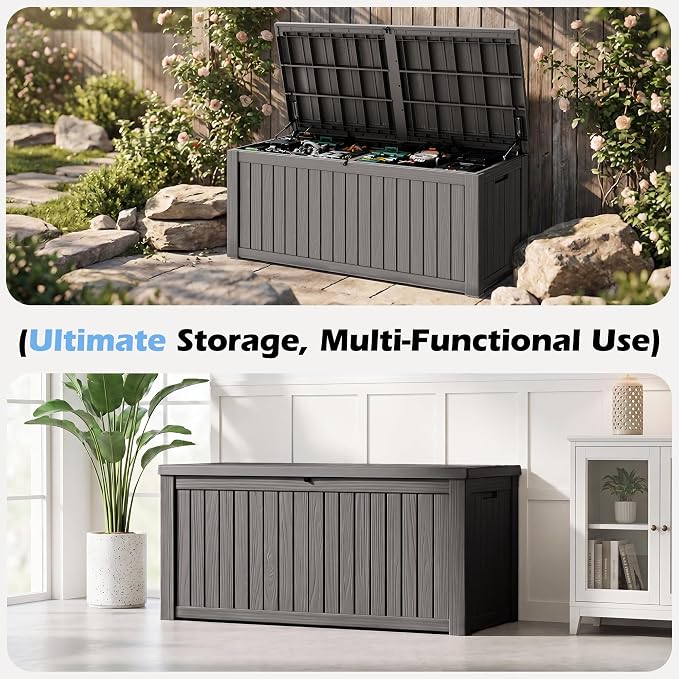 Outdoor Storage Box, 200 Gallon Resin Deck Boxes Outdoor Waterproof - Image 6