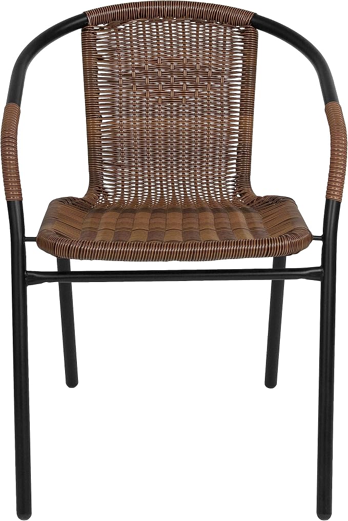 Flash Furniture Lila Modern Rattan Indoor/Outdoor Stackable Dining Chairs - Image 5
