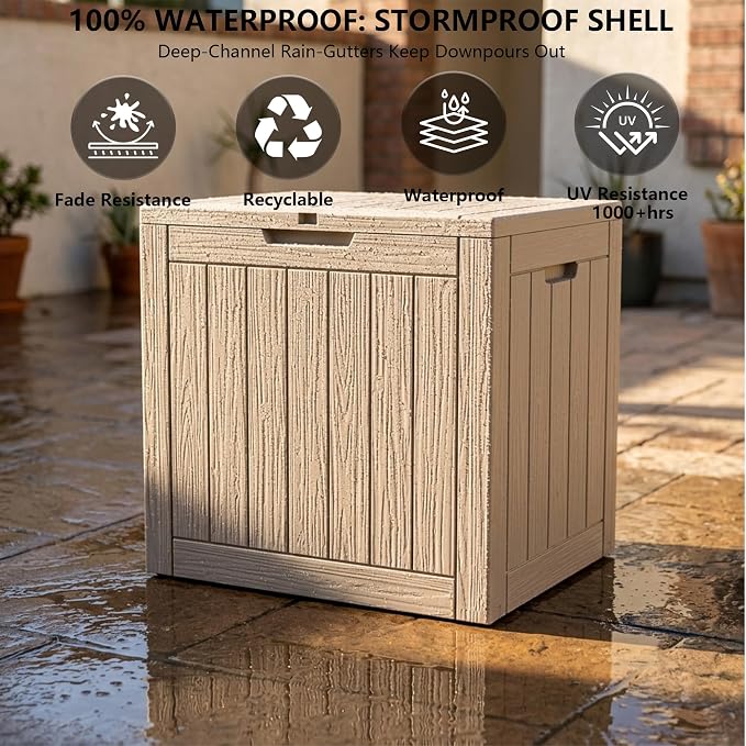 Outdoor Storage Box, 35 Gallon Waterproof Deck Box, Quick Snap-Lock Resin - Image 4