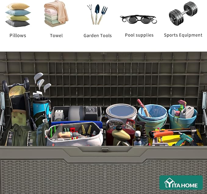YITAHOME 80 Gallon Outdoor Storage Box | Large Water Resistant Resin Deck Box - Image 4