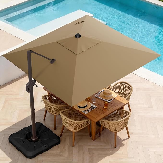 10' X 10' Patio Umbrella Cantilever Outdoor Rectangle Umbrella, Heavy Duty - Image 9