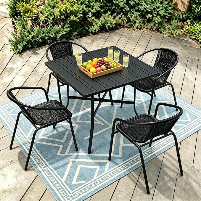 4 Stackable Wicker Patio Chairs, Weather-Resistant Outdoor Seating - Image 3