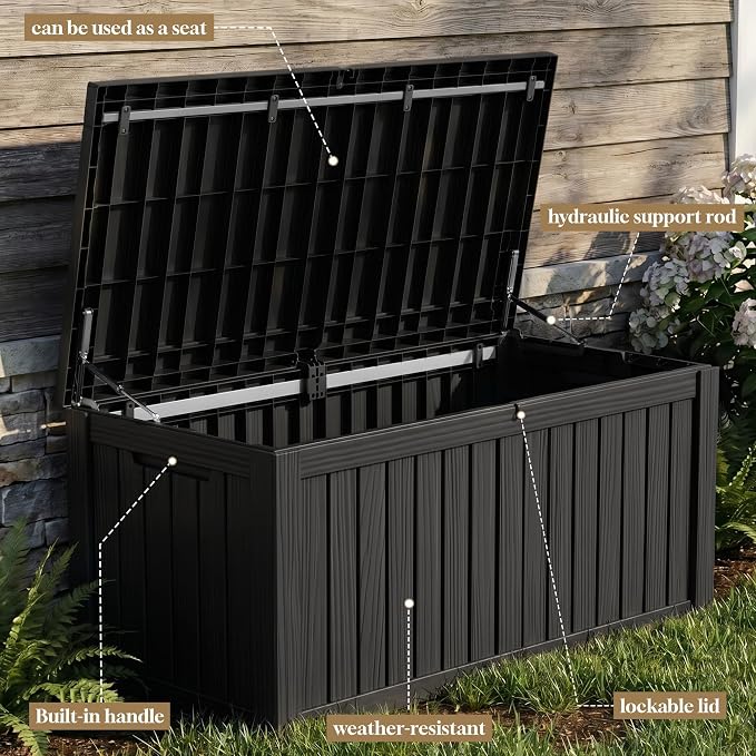 ROJIK 150 Gallon Outdoor Storage Box Waterproof, Weatherproof Deck Boxes - Image 6