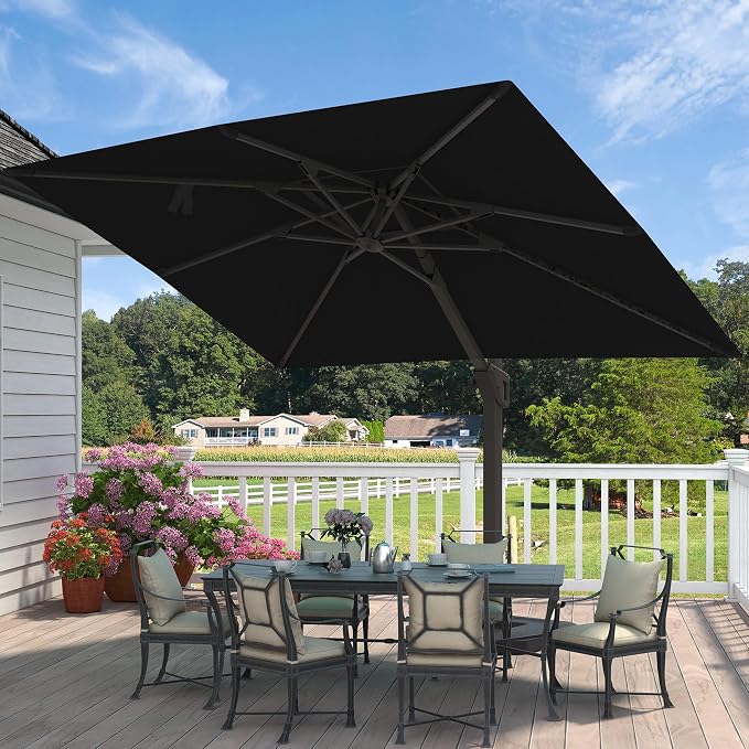 9' X 12' Cantilever Patio Umbrella Rectangular Outdoor Umbrellas | Heavy Duty - Image 8