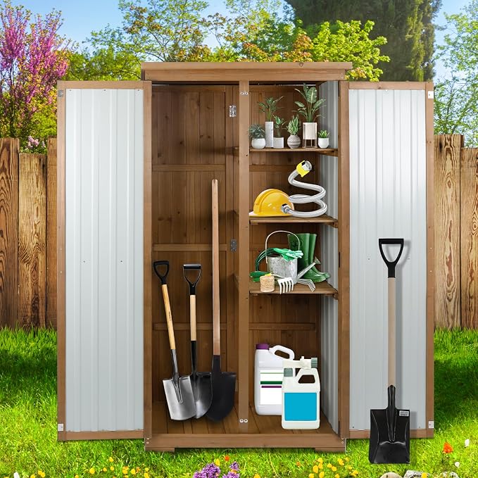 Ketive Outdoor Storage Cabinet, Tall Tool Garden Cabinet - Image 2