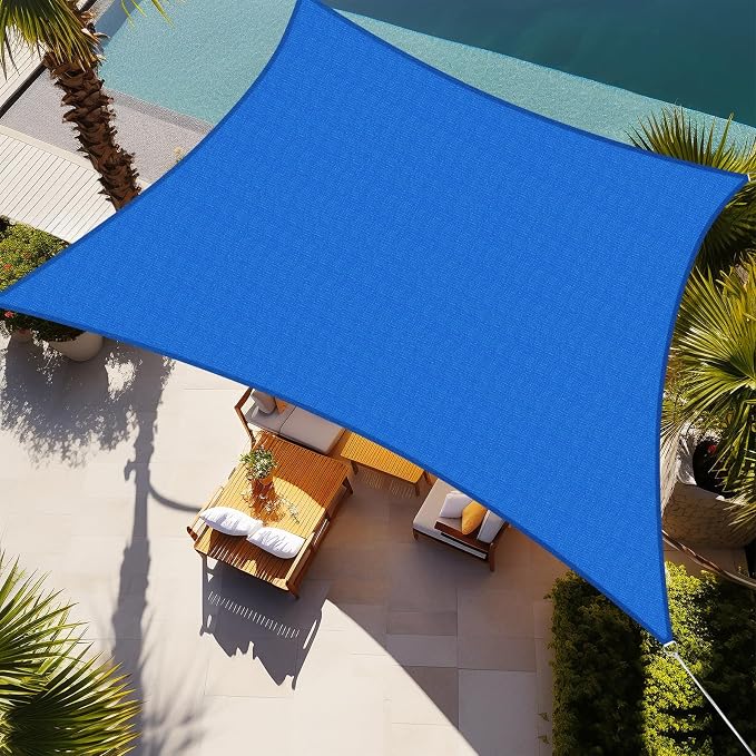 Shade&Beyond Rectangle Sun Shade Sail 12'X16' Permeable Canopy Blue by ShadeBeyond