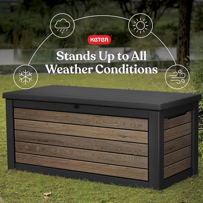 Keter Signature Collection 165 Gallon Resin Deck Box Organization and Storage - Image 3