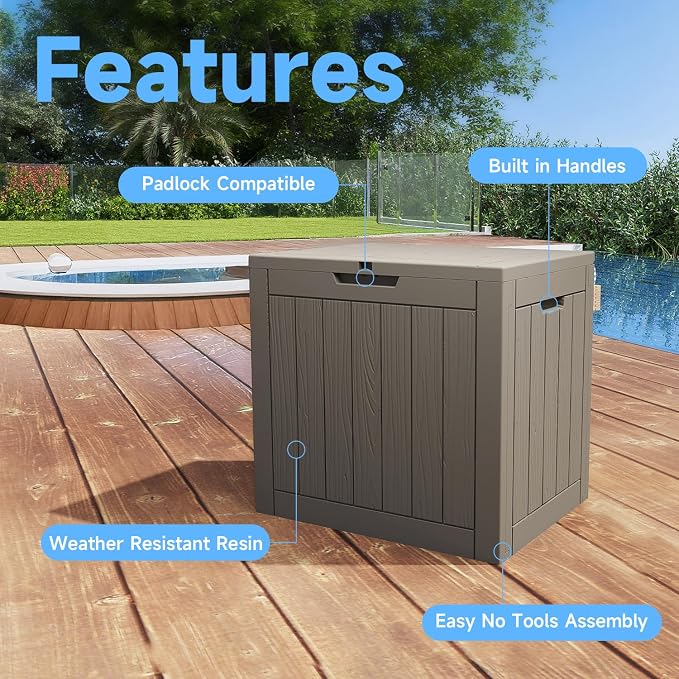33 Gallon Indoor Outdoor Storage Box Waterproof Deck Box | Resin storage bin - Image 5