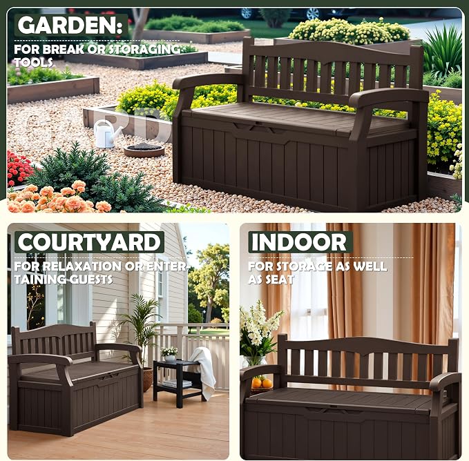 Flamaker 80 Gallon Storage Bench, Deck Box - Image 4